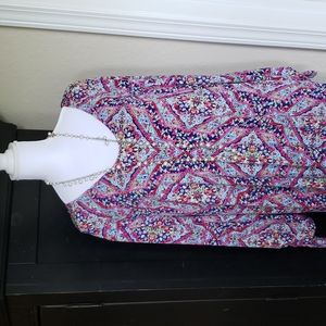 Chico's Dress size 4 US 20/22 multi color pink, blues, reds